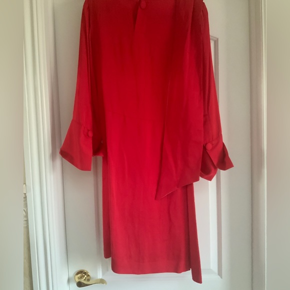 ZARA UTERQUE Red Cocktail Dress with double color belt - Picture 5 of 6